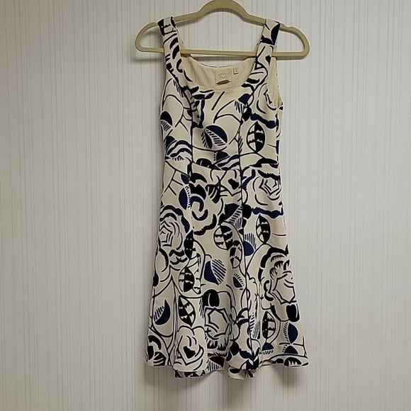 vanessa virginia Dresses & Skirts - Vanessa Virginia Anthropologie women's sleeveless cream black blue dress sz 0